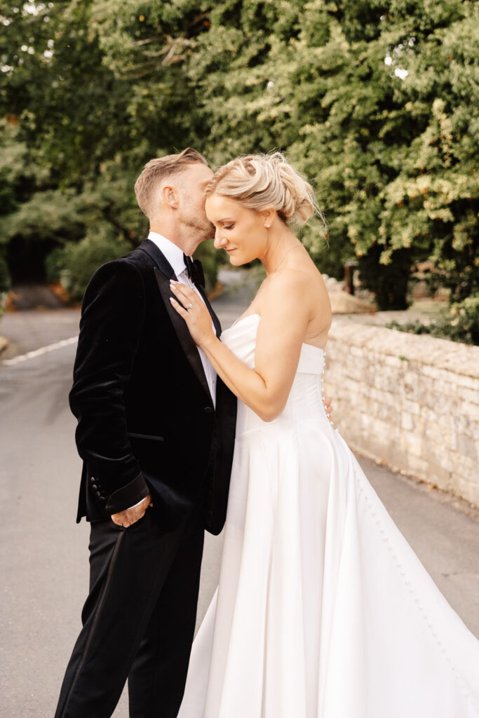 bride and groom portraits at wild thyme and honey in the cotswolds